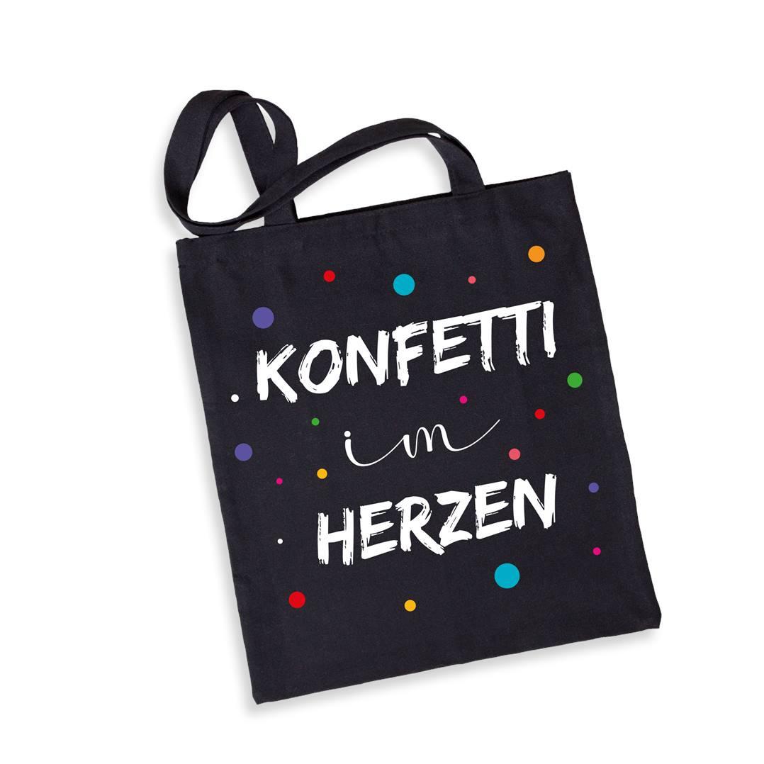 Shirtracer Baumwolltasche – Motiv 'Konfetti Im Herzen Herzschlag' Für Karneval, Fasching & Parties