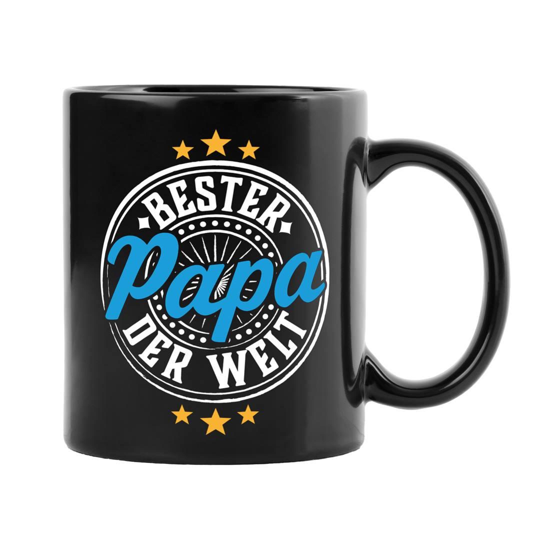 Becher „Bester Papa Der Welt“ – 330 Ml Keramik-Tasse In Blau, Spülmaschinen- & Mikrowellengeeignet