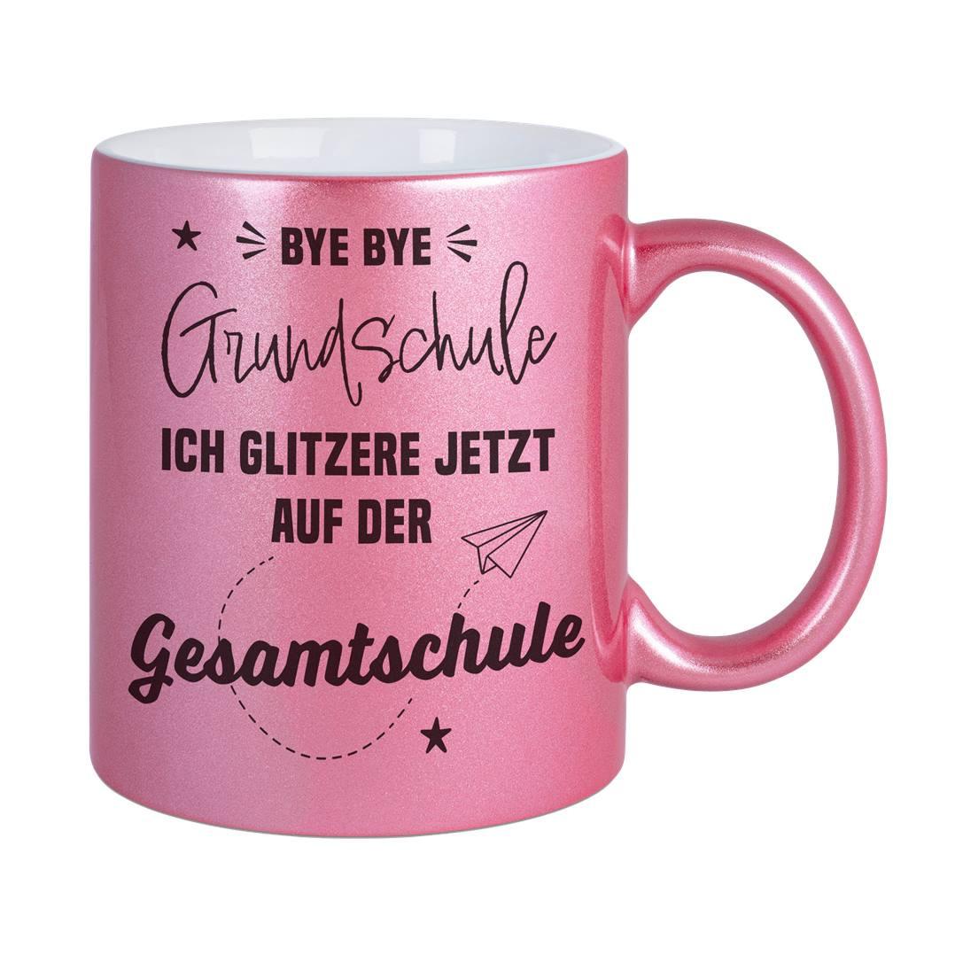 Glitzer Tasse 'Gesamtschule 5. Klasse' - Einschulungsgeschenk Für Mädchen, 330 Ml