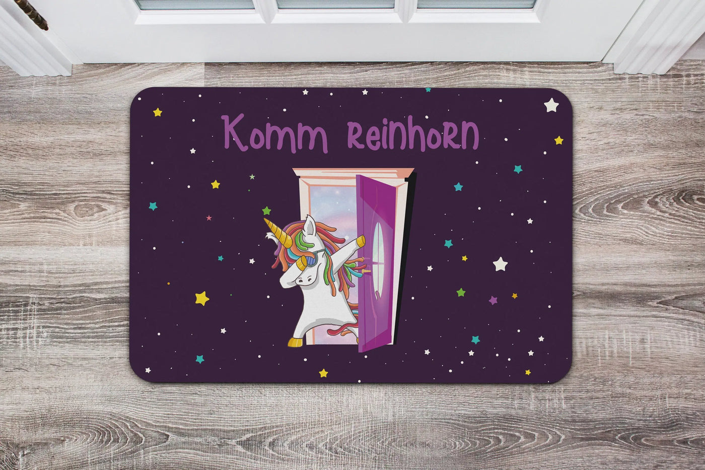 Bild: Fußmatte - Komm Reinhorn - Einhorn Geschenkidee