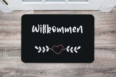 Bild: Fußmatte - Willkommen mit Herz im Mistelzweig Geschenkidee