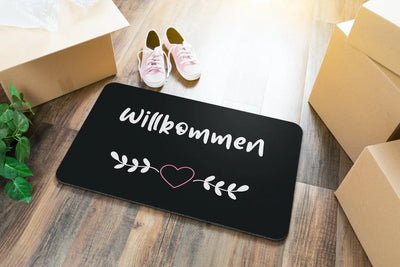 Bild: Fußmatte - Willkommen mit Herz im Mistelzweig Geschenkidee