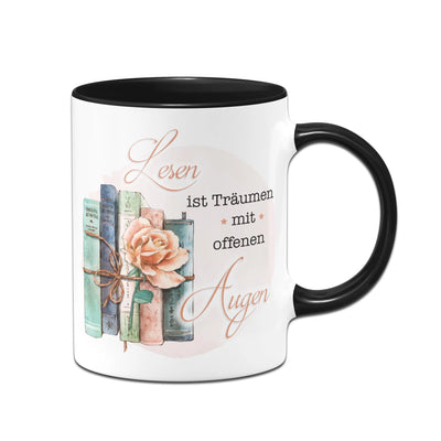 Bild: Tasse - Lesen ist Träumen mit offenen Augen. Geschenkidee