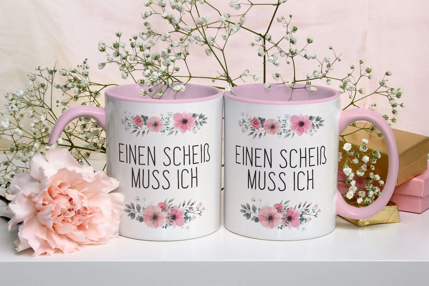 Bild: Tasse - Einen Scheiß muss ich - blumig Geschenkidee
