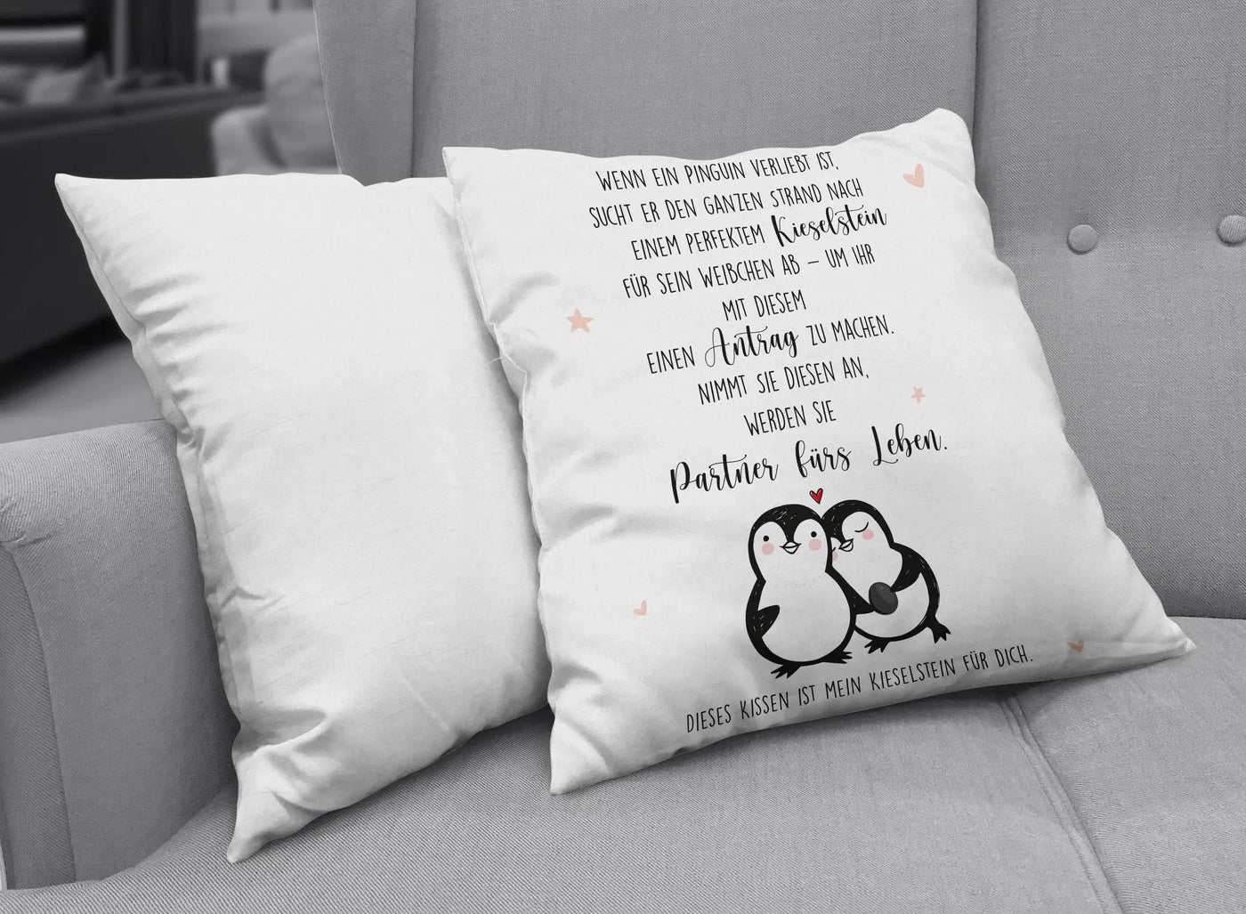 Bild: Kissen - Pinguin Liebe Geschenkidee