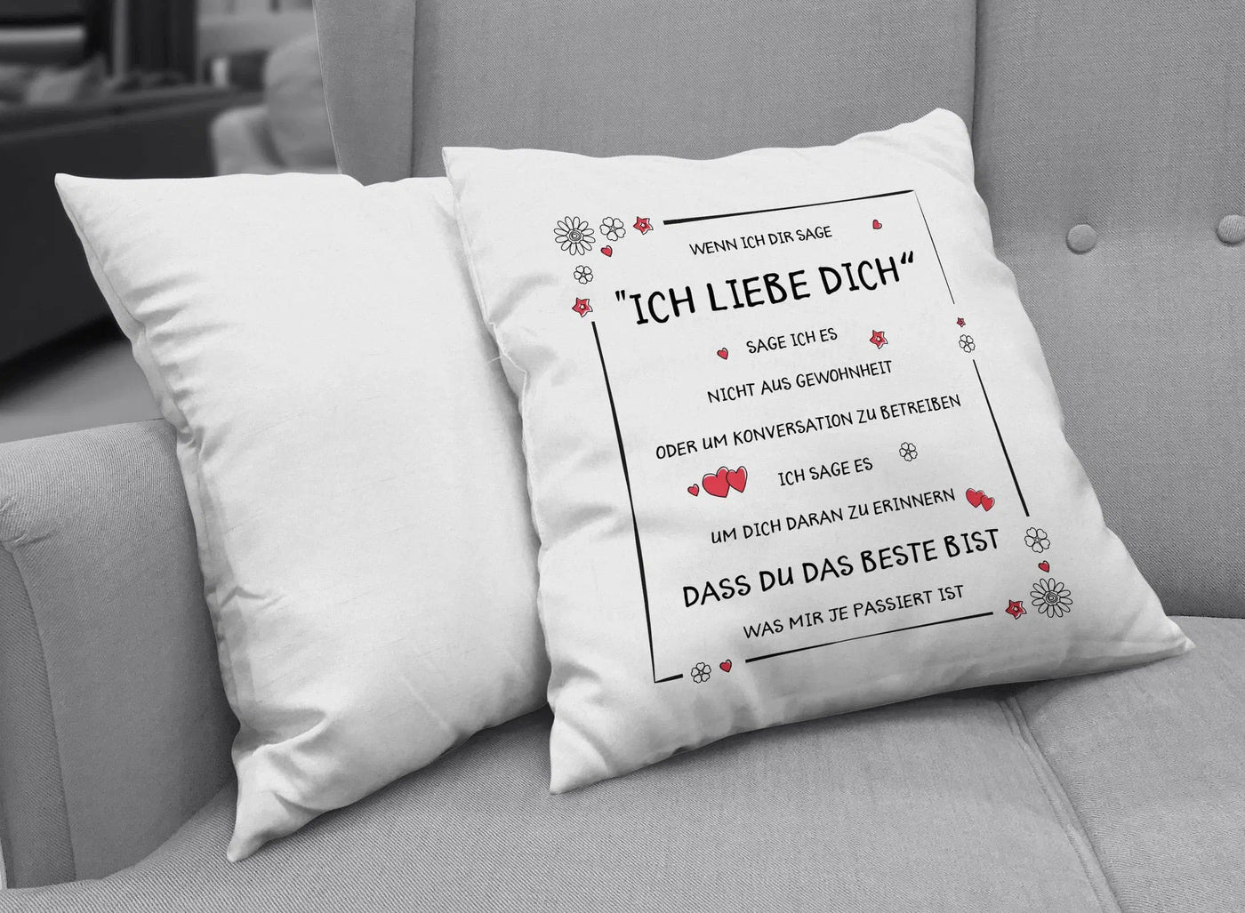 Bild: Kissen Ich liebe Dich, Du bist die Beste Geschenkidee