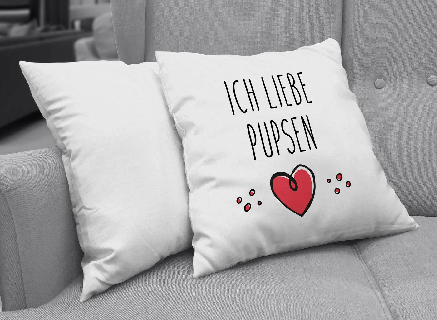 Bild: Kissen - Ich liebe Pupsen Geschenkidee