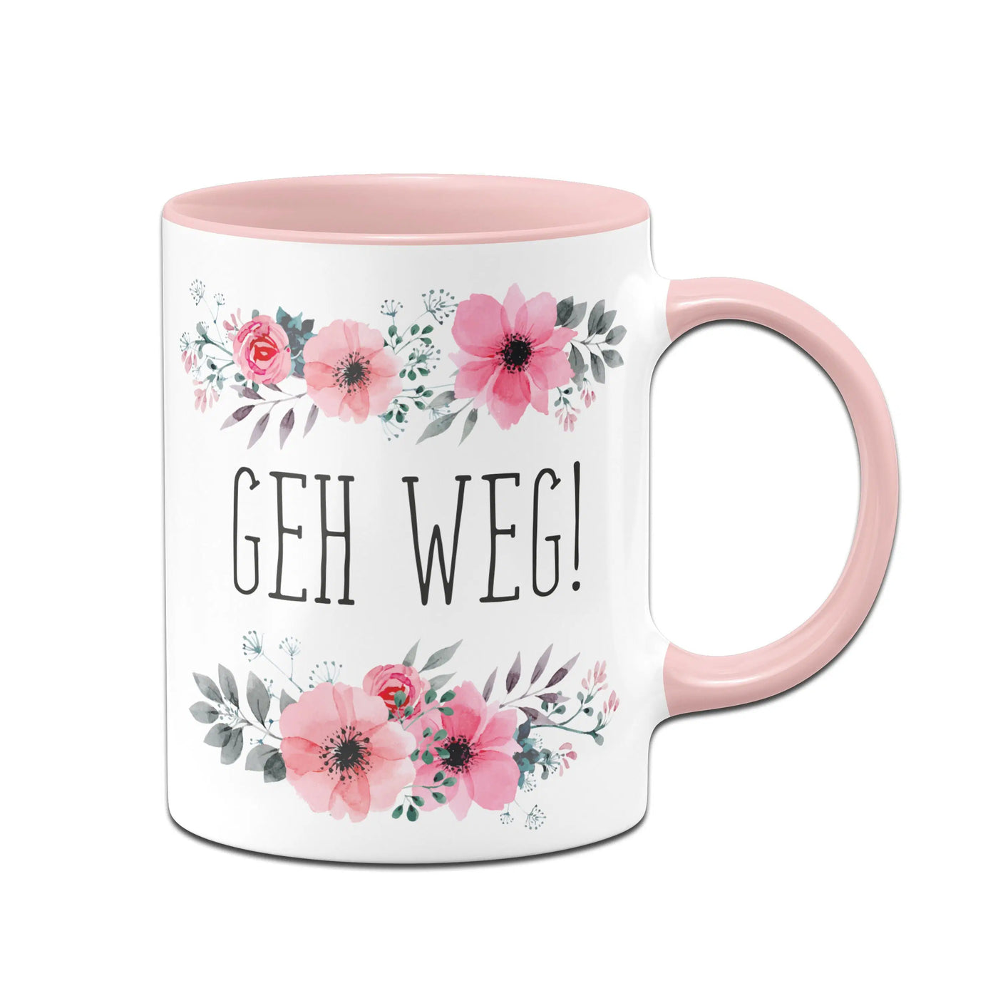 Bild: Tasse - Geh weg! - blumig Geschenkidee