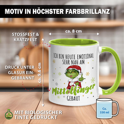Tasse - Miss Grinch - Ich bin heute emotional sehr nah am Mittelfinger gebaut
