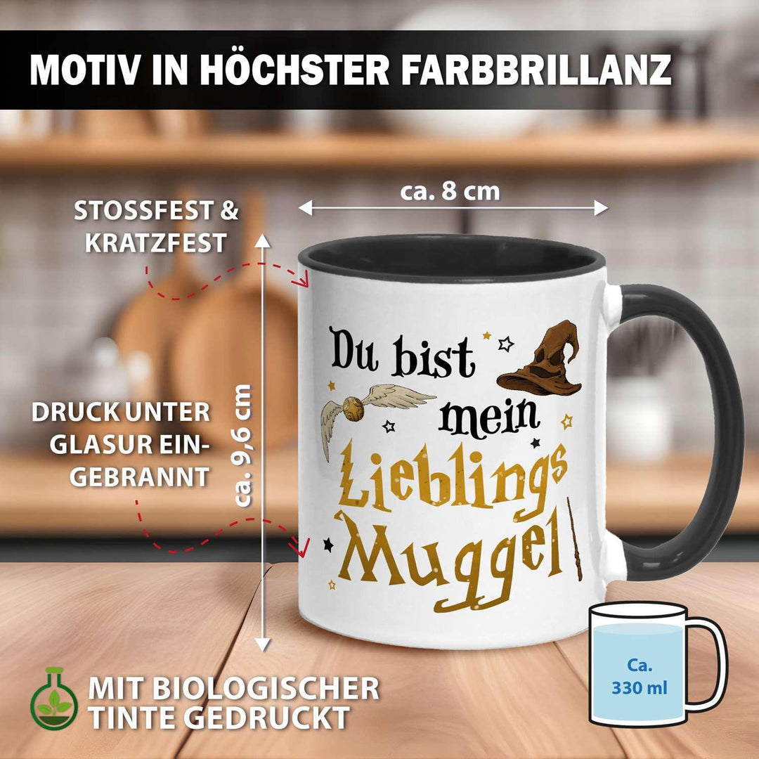 Federa Per Cuscino MoonWorks 'Du Bist Mein Lieblings-Muggel' - Cotone Nero - Regalo Per Fan Harry Potter