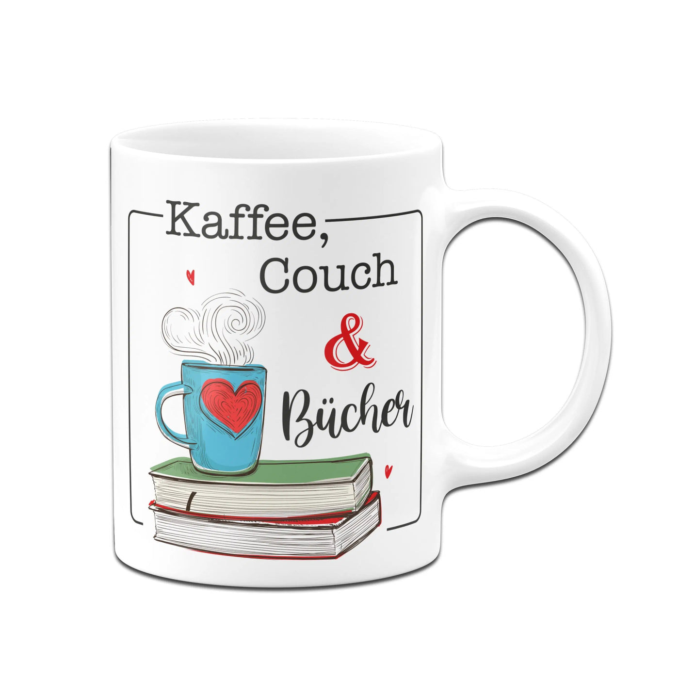 Bild: Tasse - Kaffee, Couch und Lesen. Geschenkidee