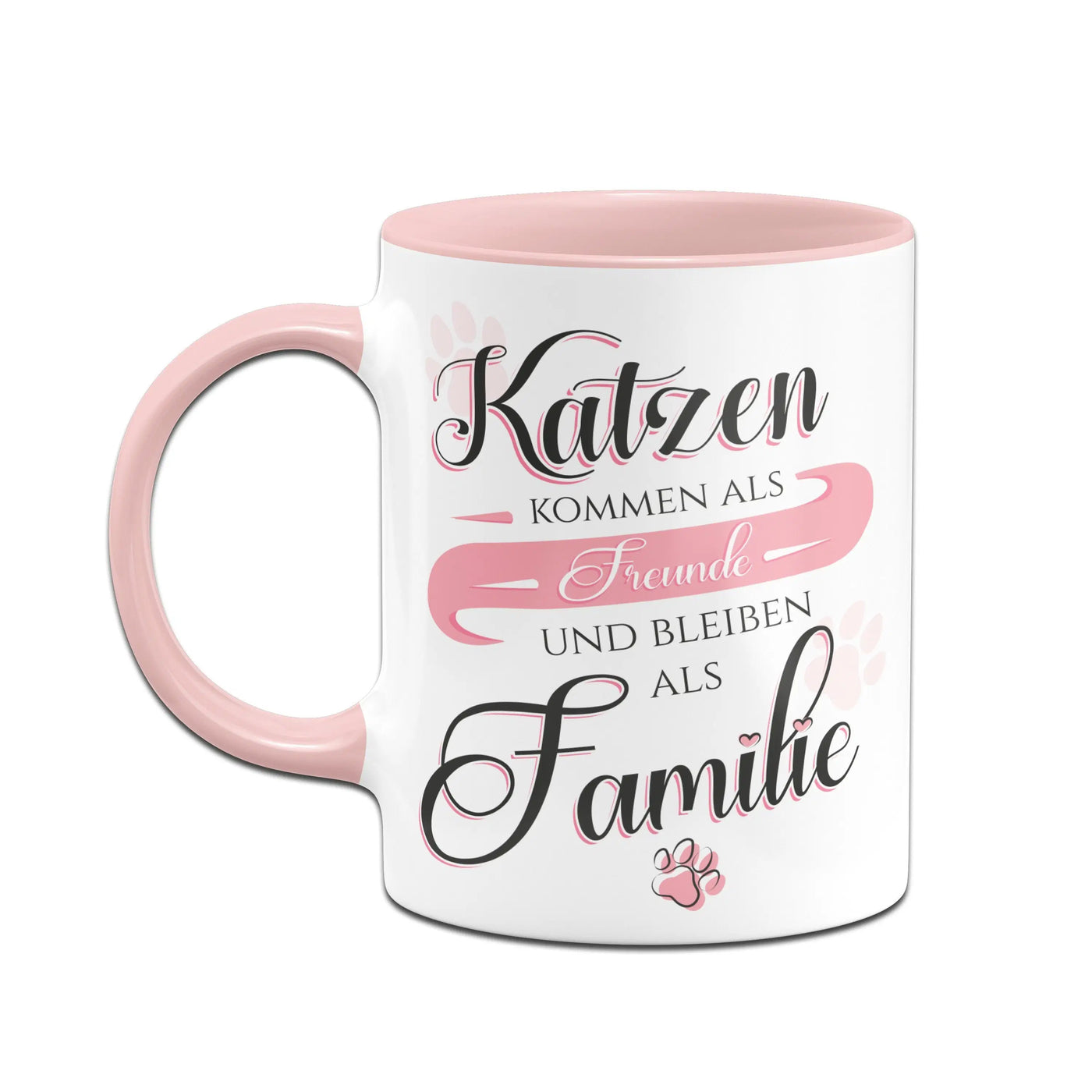 Bild: Tasse - Katzen kommen als Freunde und bleiben als Familie Geschenkidee