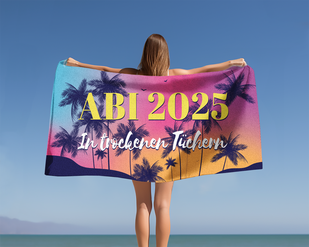Abi 2025 in trockenen Tüchern (Palmen) - Handtuch & Strandtuch