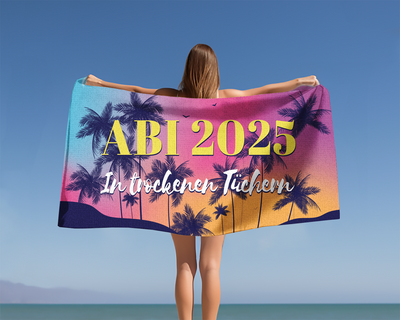Abi 2025 in trockenen Tüchern (Palmen) - Handtuch & Strandtuch