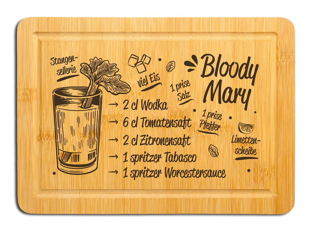 Bambus Schneidebrett - Bloody Mary (Rezep)