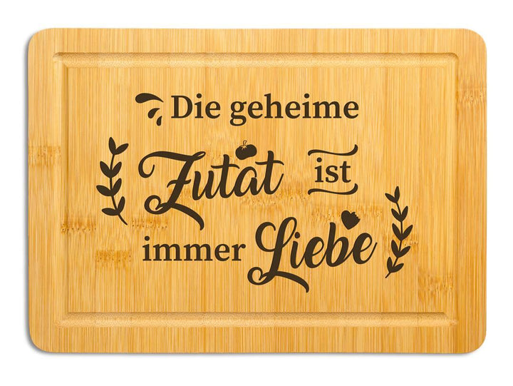 bambus sprüche Bambus Frühstücksbrettchen: Die geheime Zutat ist Liebe