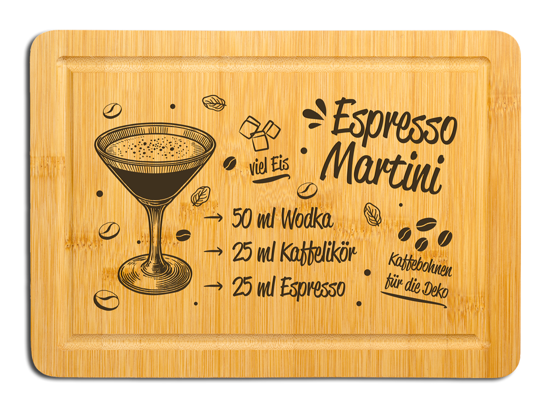 Bambus Schneidebrett - Espresso Martini (Rezept)