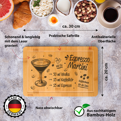 Bambus Schneidebrett - Espresso Martini (Rezept)
