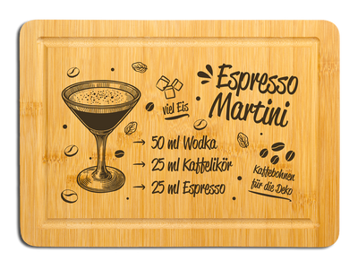 Bambus Schneidebrett - Espresso Martini (Rezept)