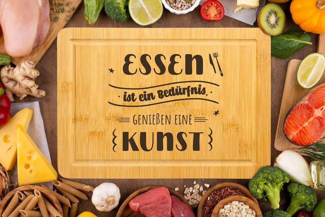 Bambus Schneidebrett mit Spruch: Genuss in der Küche