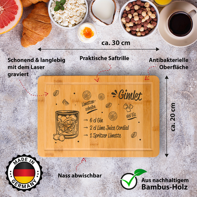 Bambus Schneidebrett - Gimlet (Rezept)