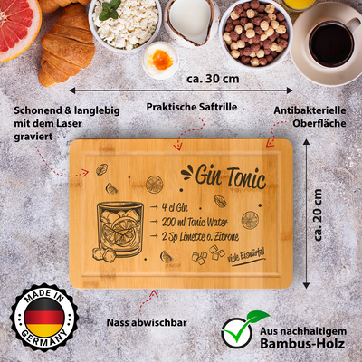 Bambus Schneidebrett - Gin Tonic (Rezept)