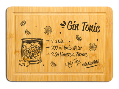 Bambus Schneidebrett - Gin Tonic (Rezept)