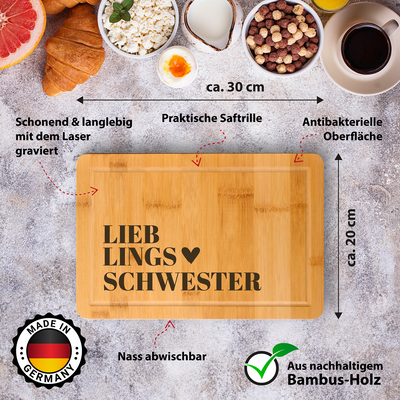 Bambus Schneidebrett - Lieblingsschwester