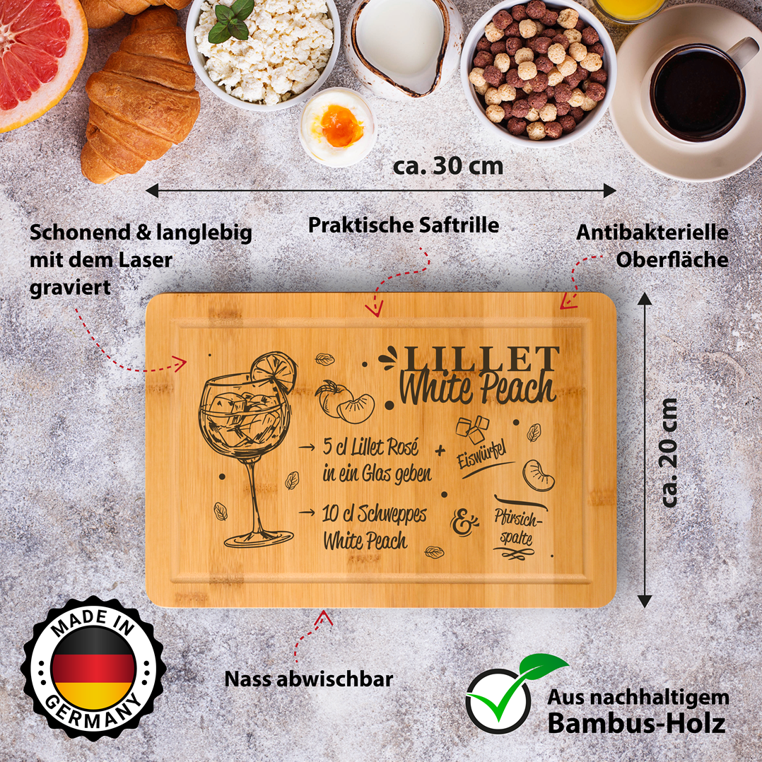 Bambus Schneidebrett - Lillet White Peach (Rezept)