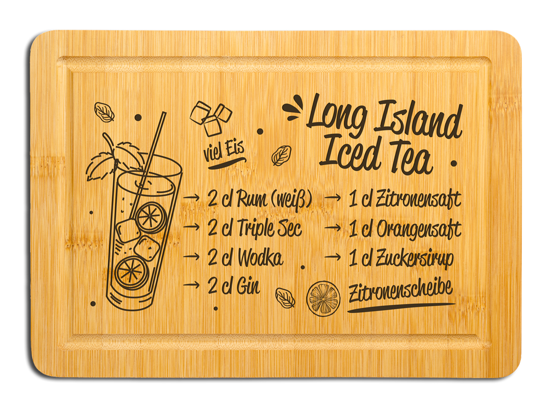 Bambus Schneidebrett - Long Island Iced Tea (Rezept)