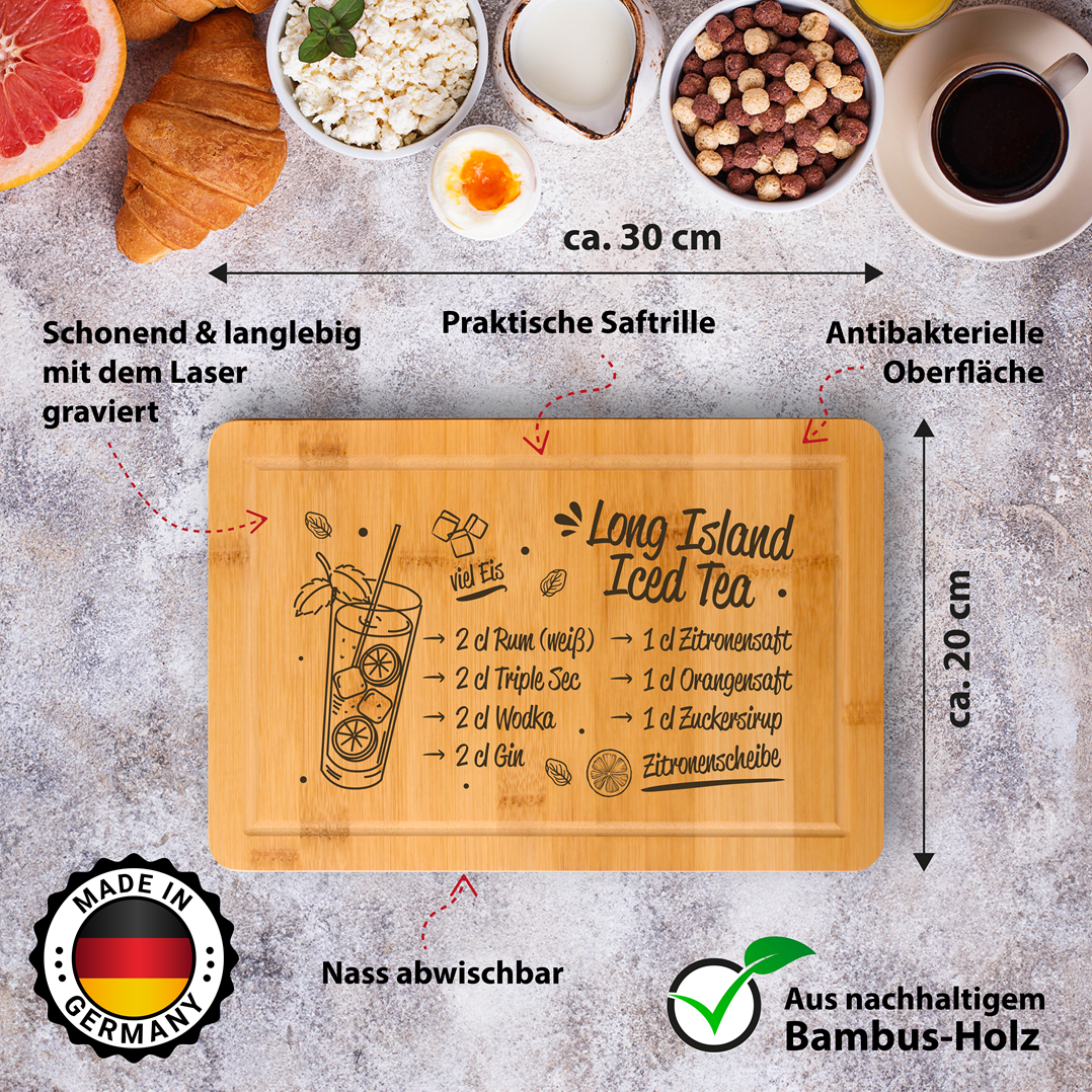 Bambus Schneidebrett - Long Island Iced Tea (Rezept)