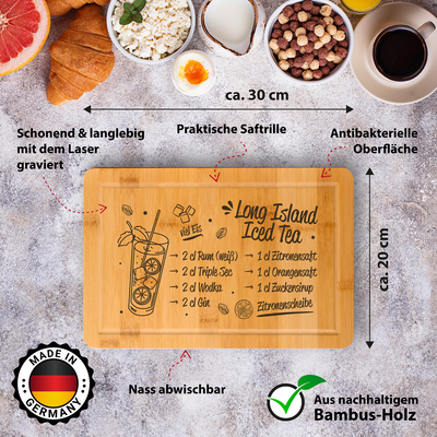 Bambus Schneidebrett - Long Island Iced Tea (Rezept)