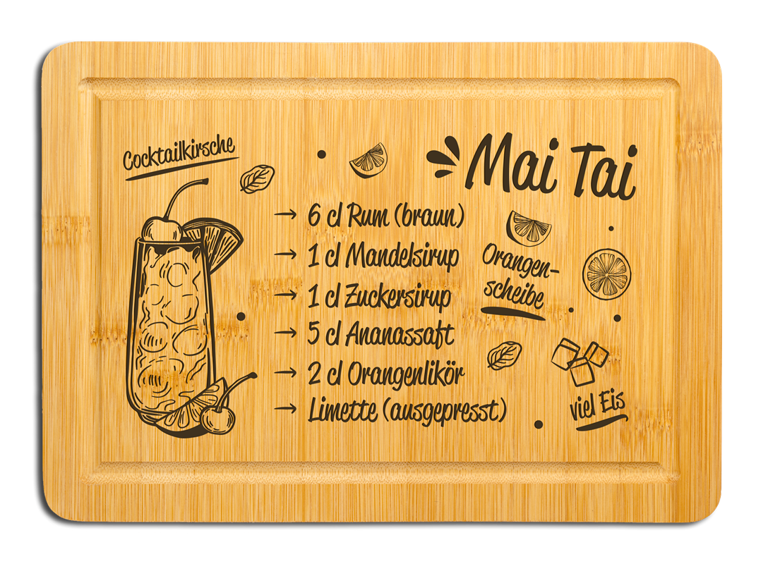 Bambus Schneidebrett - Mai Tai (Rezept)