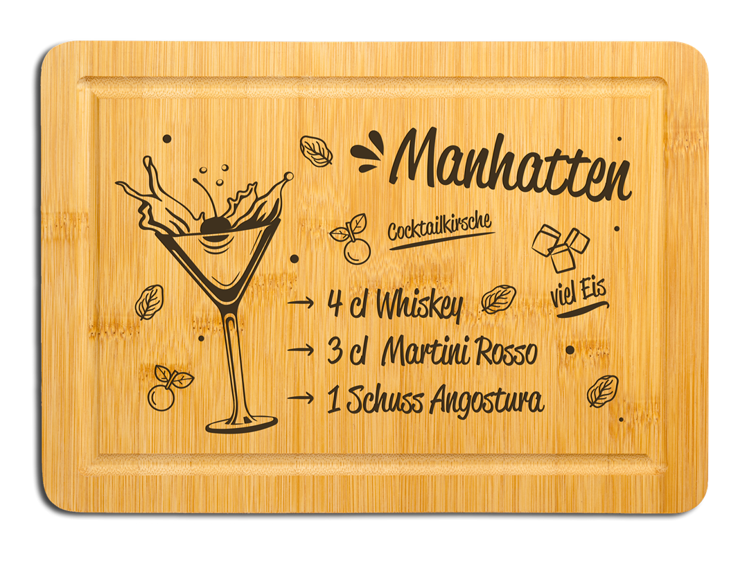 Bambus Schneidebrett - Manhattan Cocktail (Rezept)