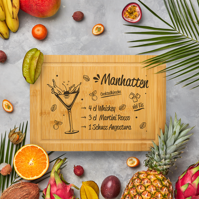 Bambus Schneidebrett - Manhattan Cocktail (Rezept)