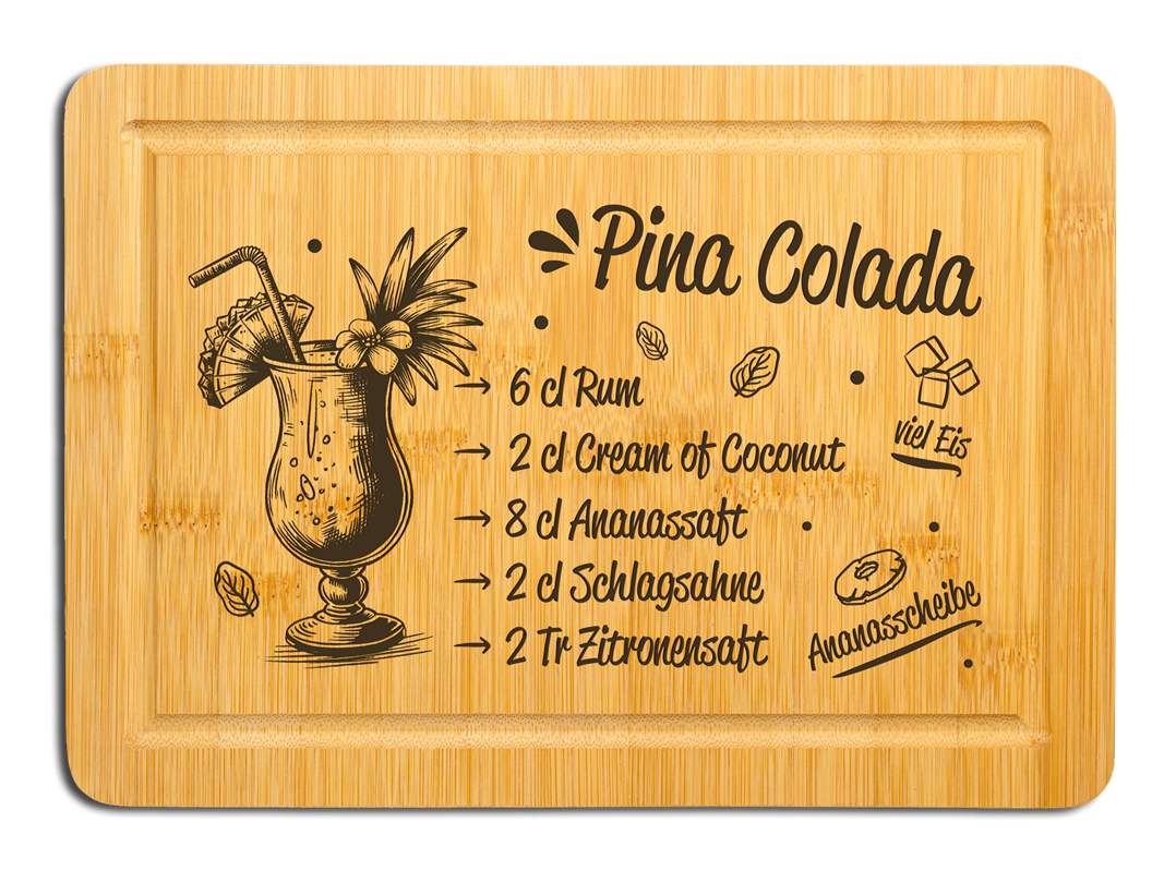 Bambus Schneidebrett - Pina Colada (Rezept)