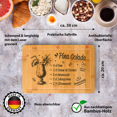 Bambus Schneidebrett - Pina Colada (Rezept)