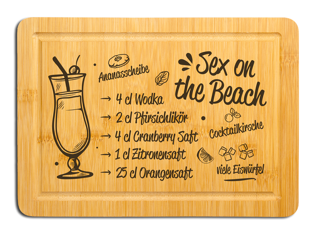 Bambus Schneidebrett - Sex on the Beach (Rezept)