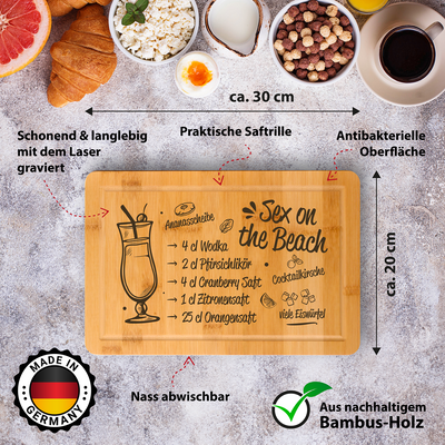 Bambus Schneidebrett - Sex on the Beach (Rezept)