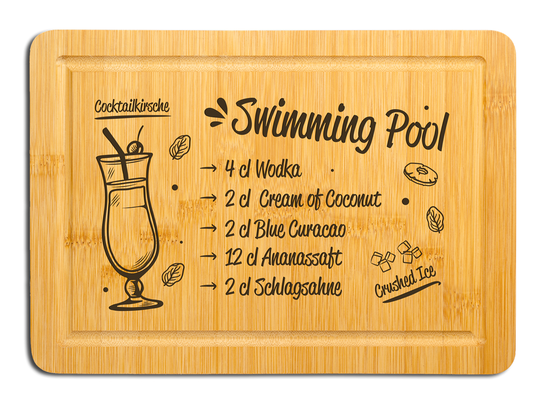 Bambus Schneidebrett - Swimming Pool (Rezept)