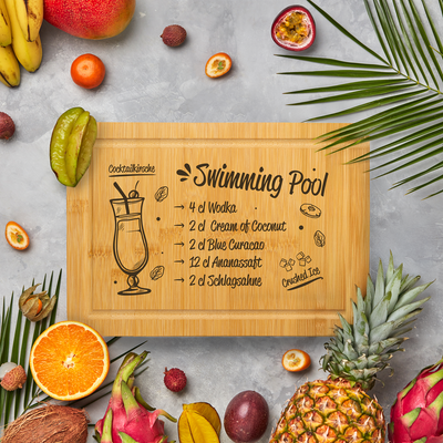 Bambus Schneidebrett - Swimming Pool (Rezept)