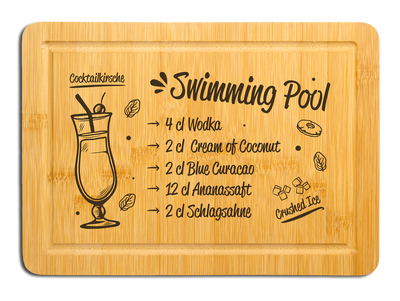 Bambus Schneidebrett - Swimming Pool (Rezept)