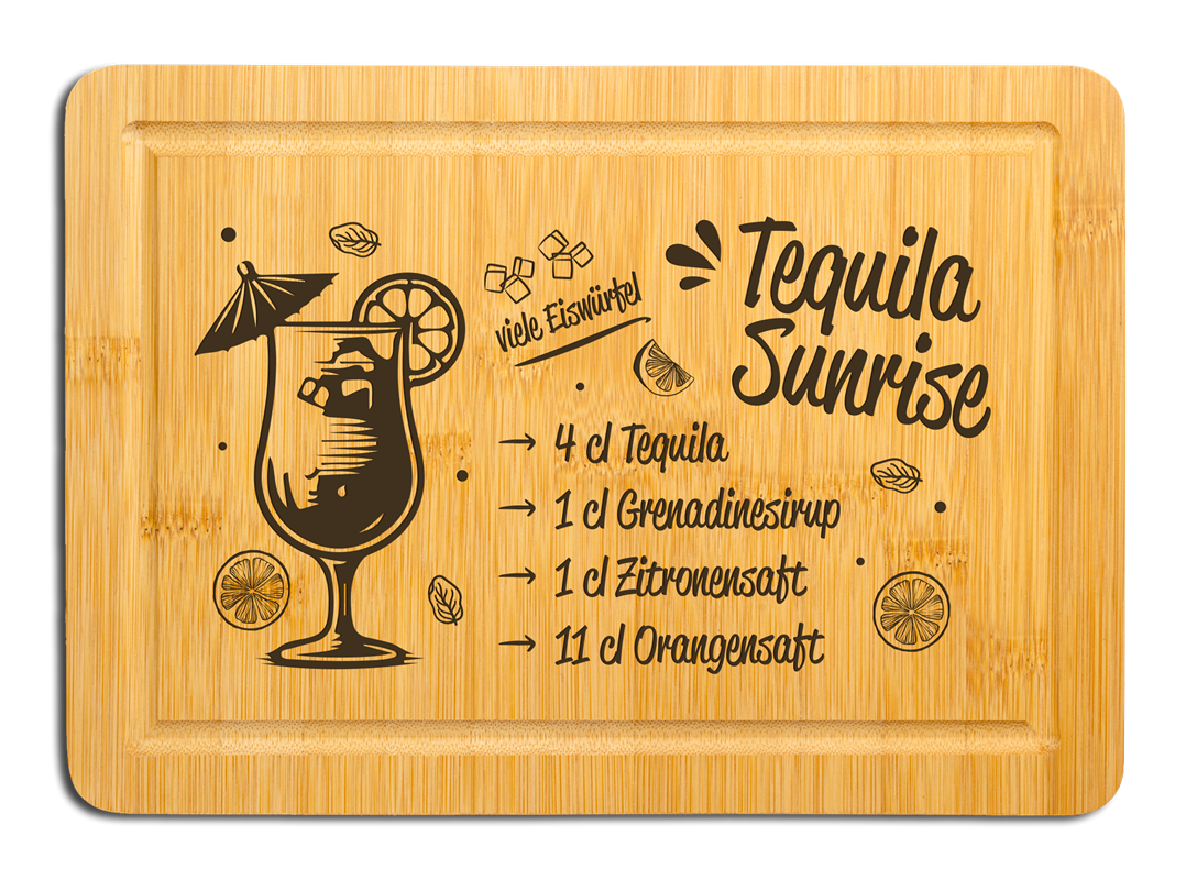 Bambus Schneidebrett - Tequila Sunrise (Rezept)