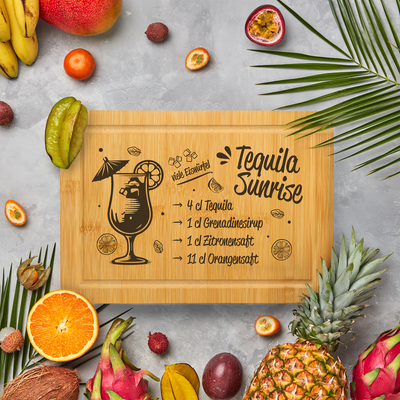 Bambus Schneidebrett - Tequila Sunrise (Rezept)