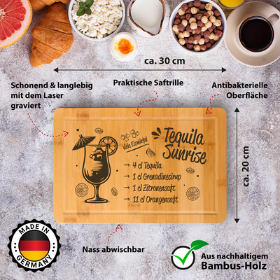 Bambus Schneidebrett - Tequila Sunrise (Rezept)