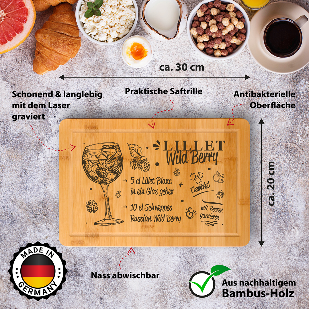 Bambus Schneidebrett - Lillet Wildberry (Rezept)