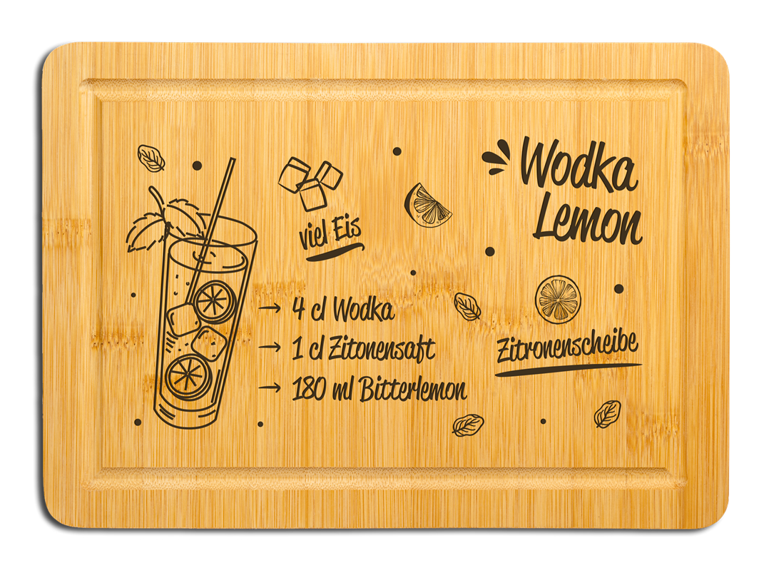 Bambus Schneidebrett - Wodka Lemon (Rezept)