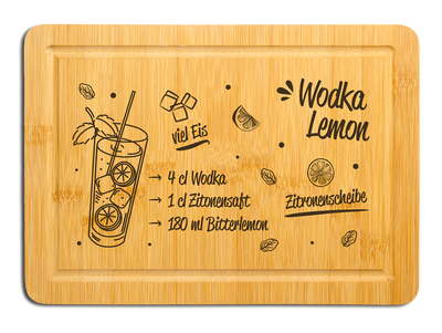Bambus Schneidebrett - Wodka Lemon (Rezept)