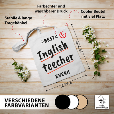 Baumwolltasche - Best Inglish teecher ever!