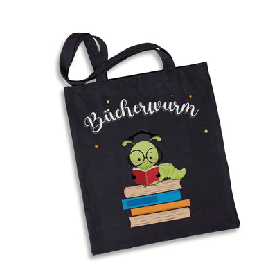 Bild: Baumwolltasche - Bücherwurm Geschenkidee
